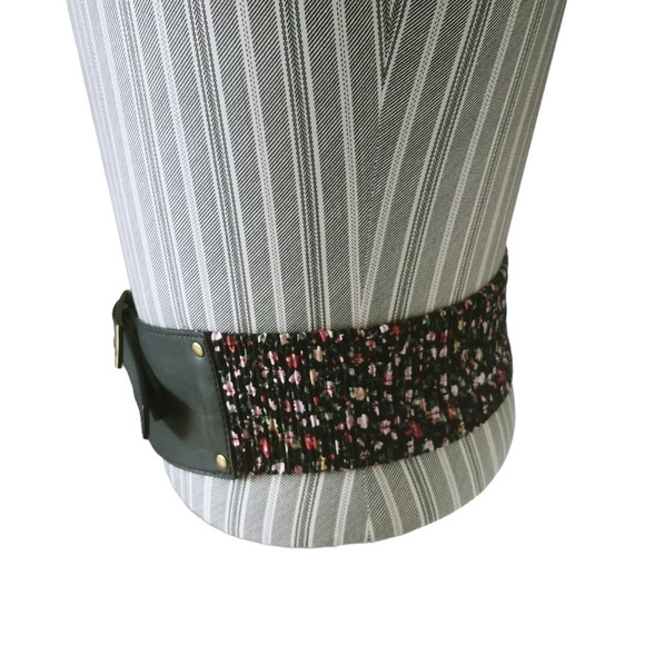 Ardene Spain Division Elastic Stretch Belt Asymmetric Faux Leather Floral  S/M - Picture 2 of 11